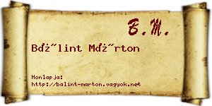 Bálint Márton névjegykártya